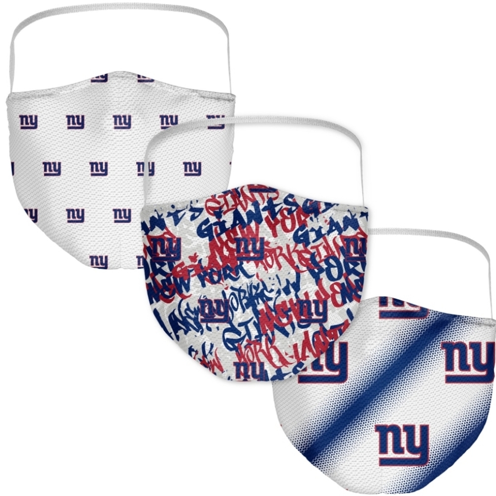 3 Pack New York Giants Licensed NFL Washable Resuable Face Mask Cover